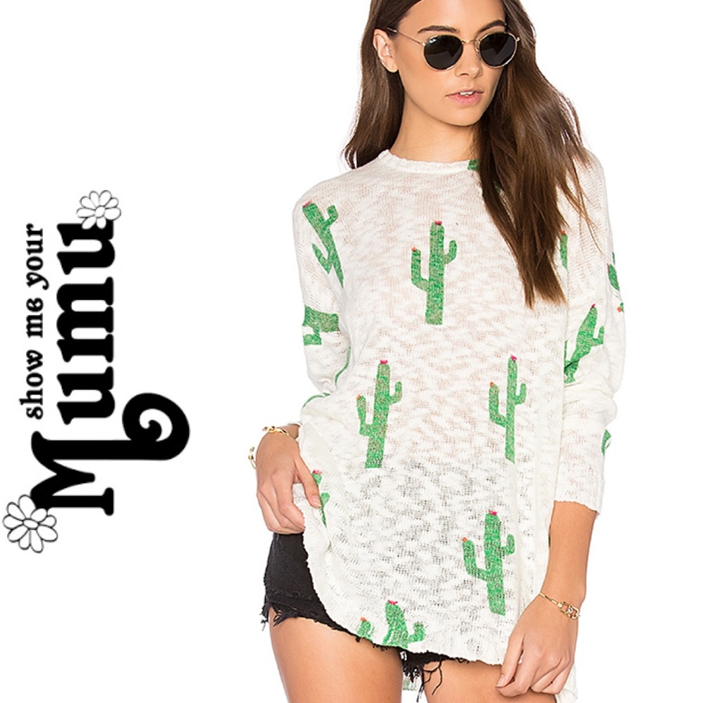 Show Me Your Mumu Cactus Crew Varsity Sweater